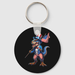 Chaveiro 4 De Julho T-rex Usa Patriótica American Flag Dino