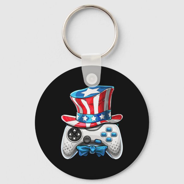 Chaveiro 4 de julho Vídeo Jogo American Flag Tio Sam Gam (Frente)
