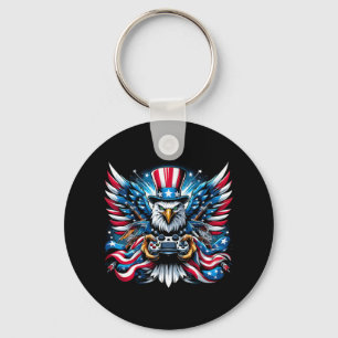 Chaveiro 4 De Julho Vídeo Jogo Bald Eagle American Flag Bo