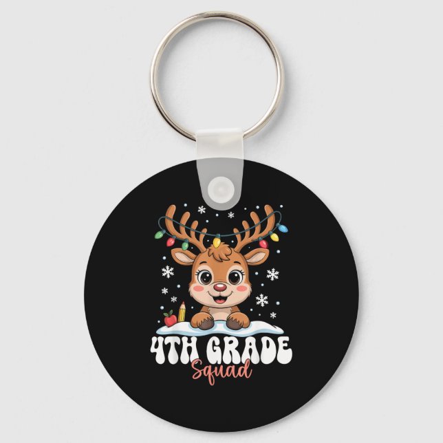 Chaveiro 4th Grade Squad Reindeer Christmas Lights Cute Win (Frente)