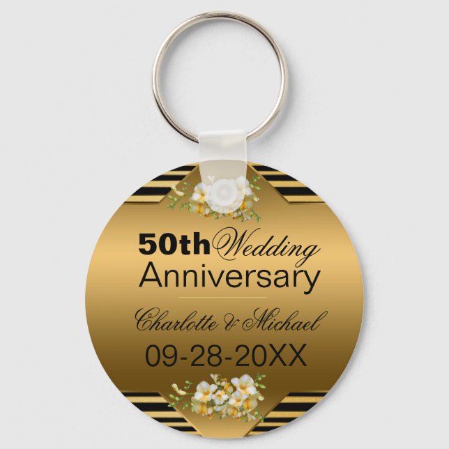 Chaveiro 50º aniversário de casamento Dourado (Frente)