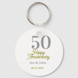 Chaveiro 50º nome data feliz aniversário prata ouro data