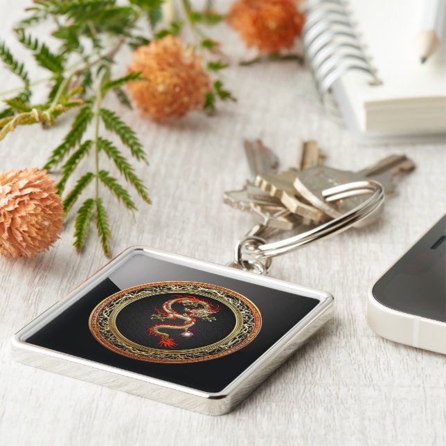 Chaveiro [500] Dragão chinês Ouro Fucanglong (Lateral)