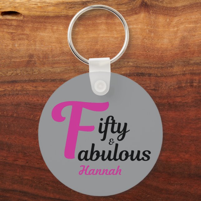 Chaveiro 50 e Fabuloso 50º Aniversário Rosa (Frente)