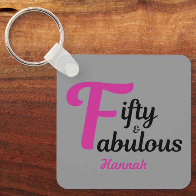 Chaveiro 50 e Fabuloso 50º Aniversário Rosa (Frente)