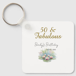 Chaveiro 50 & fabulous golden water lotus lily watercolor 