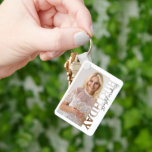 Chaveiro 50th Birthday Photo college Party<br><div class="desc">Celebrate a 50th birthday with this personalised photo keepsake keyring, featuring a modern rectangular photo frame with “BIRTHDAY” cut out along the side. Add your favourite photo and customise the text [Name]’s xxth to create a memorable keepsake that family, friends, or the birthday teen can carry every day. Perfect as...</div>