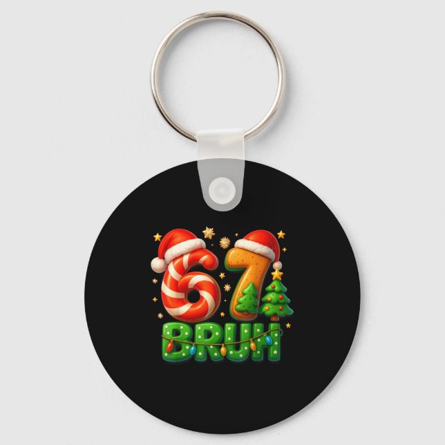 Chaveiro 67 Bruh Christmas Candy Cane Gingerbread Design Xm (Frente)