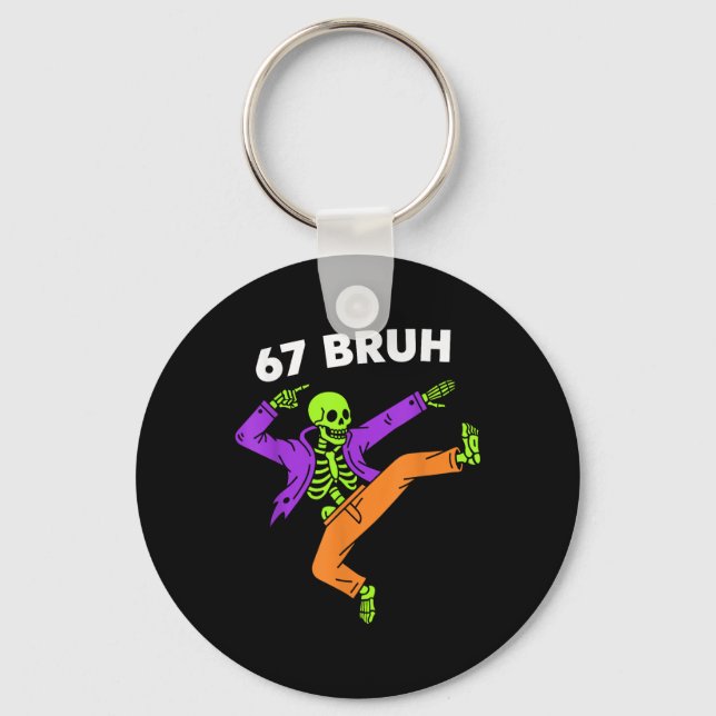 Chaveiro 67 Bruh Halloween Dabbing Esqueleto Meme 6 7 Númer (Frente)