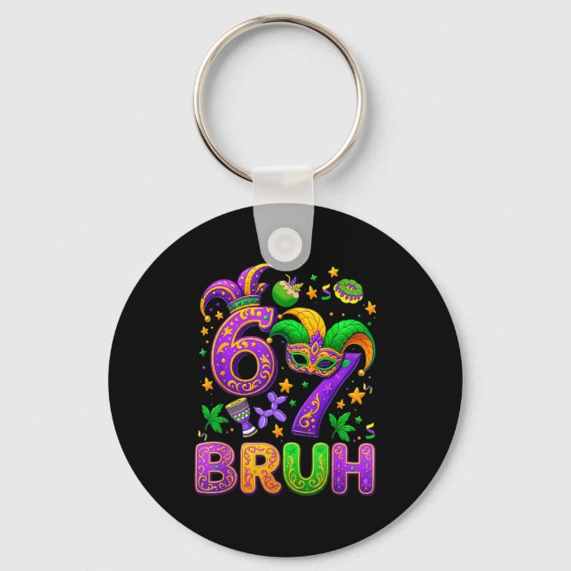 Chaveiro 67 Bruh Mardi Gras Jester Mask New Orleans  (Frente)