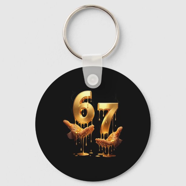 Chaveiro 67 Hands Six Seven 6 7 Gold Drip Teens Boys Kids D (Frente)