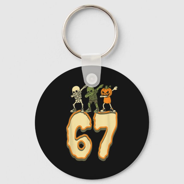 Chaveiro 67 Meme de Halloween 6 7 Números Seis Sete Criança (Frente)
