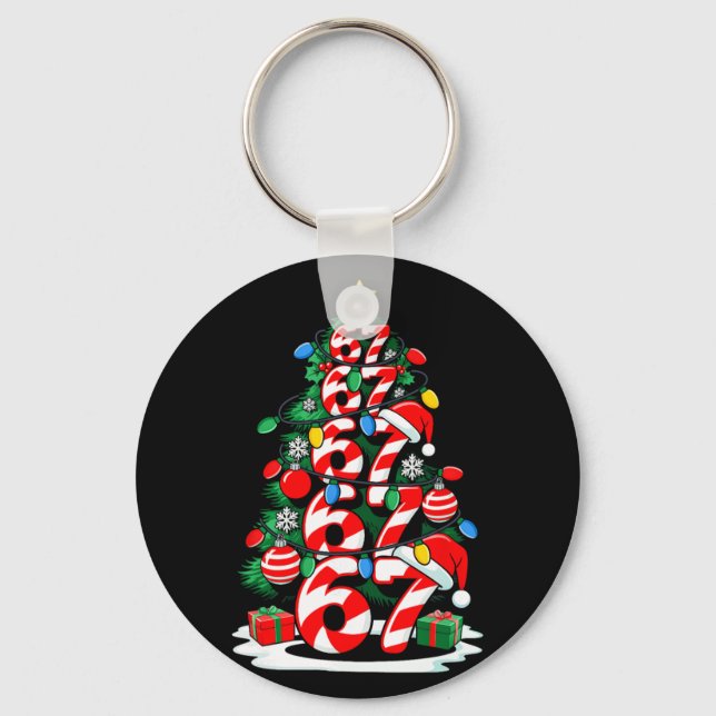 Chaveiro 67 Meme Divertido Seis Sete Luzes De Natal Árvore  (Frente)