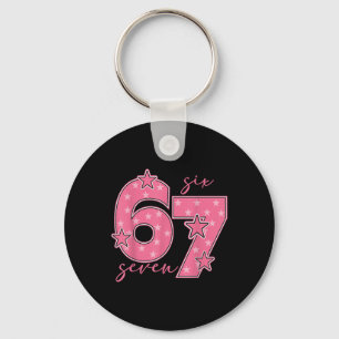 Chaveiro 67 Meme Seis Sete Gíria Gen Alpha Fofo Rosa 6 7 Gi