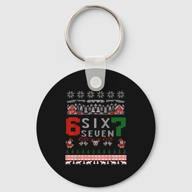 Chaveiro 67 Meme Six Seven Christmas Ugly Sweater For Kids  (Frente)
