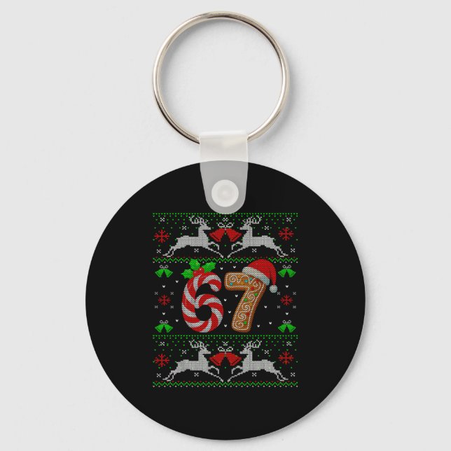 Chaveiro 67 Meme Six Seven Divertida Camisola Feia de Natal (Frente)