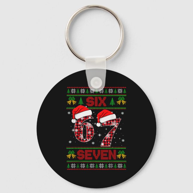 Chaveiro 67 Meme Six Seven Natal Suéter Feio Para Crianças  (Frente)