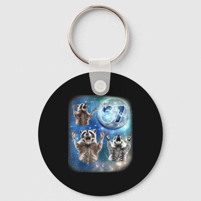Chaveiro 67 Meme Three Racoon Howling At The Moon 67  (Frente)