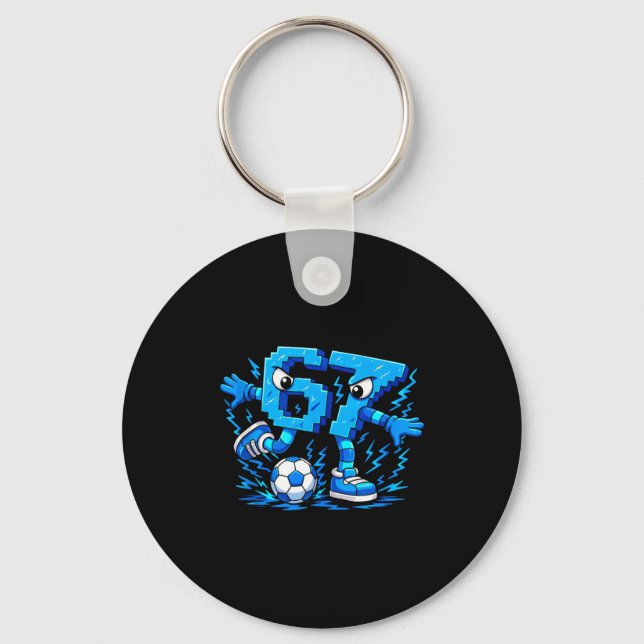 Chaveiro 6 7 chute de futebol brainrot italiano futebol eng (Frente)