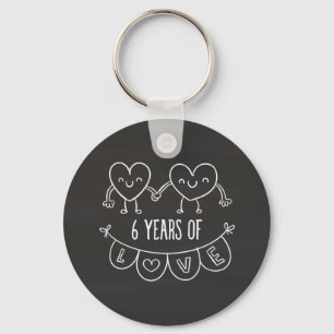Chaveiro 6 Anniversário Gift Chalk Hearts