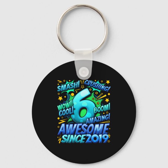 Chaveiro 6 Year Old For Boys 6th Birthday Boy 6 Year Old Bo (Frente)