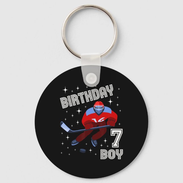 Chaveiro 7 Birthday Boy Ice Hockey 7 Anos Diversão B Day M (Frente)