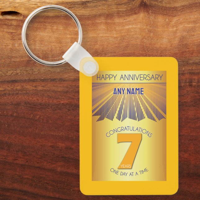 Chaveiro 7 Year Sober Anniversary | Golden Ray 12 Step (Frente)