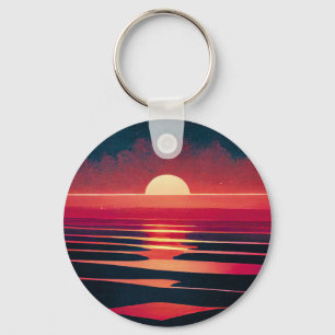 Chaveiro 80s Sinthwave Red Sea and Vintage Sunset