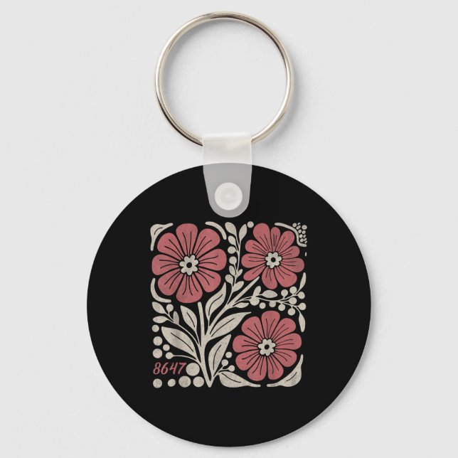 Chaveiro 8647 Sutil Anti Trump 86 47 Estilo Floral Boho _3 (Frente)