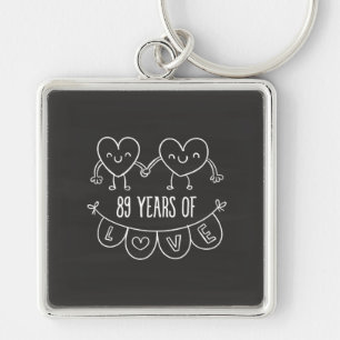 Chaveiro 89º aniversário do Gift Chalk Hearts