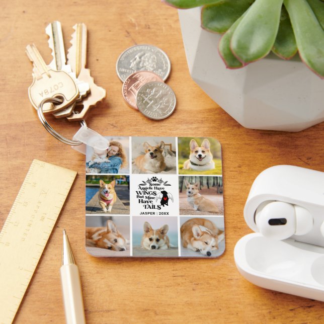 Chaveiro 8 Foto Colagem de Pet Dog Lembrança de Perda (Mesa)