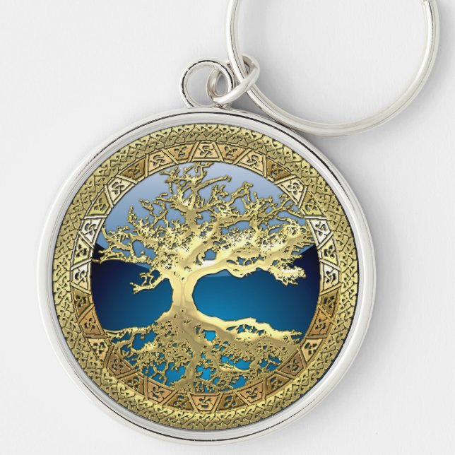 Chaveiro [90] Ouro Celta da Árvore de Vida [3D] (Frente)