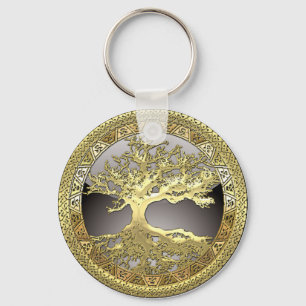 Chaveiro [90] Ouro Celta da Árvore de Vida [3D]