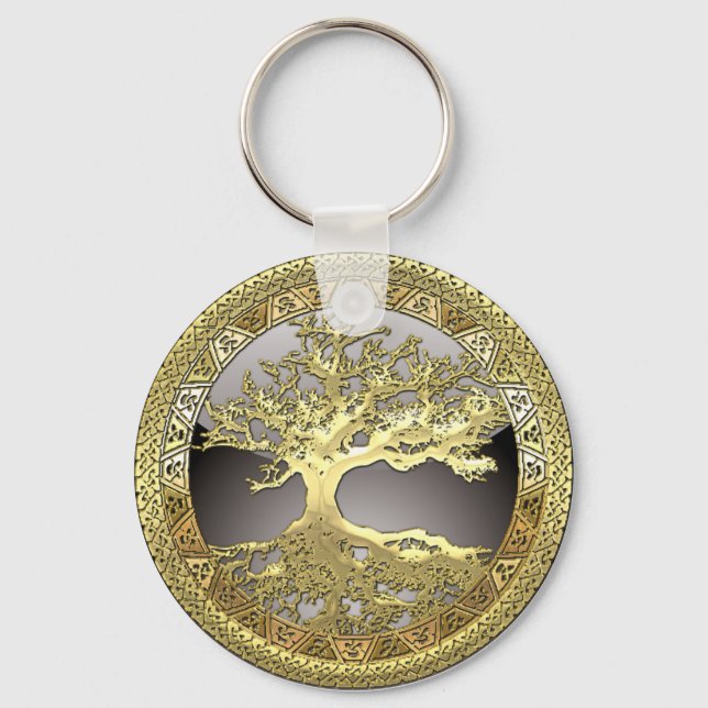 Chaveiro [90] Ouro Celta da Árvore de Vida [3D] (Frente)