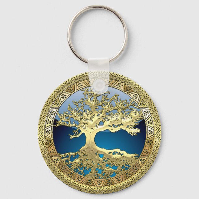 Chaveiro [90] Ouro Celta da Árvore de Vida [3D] (Frente)