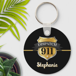 Chaveiro 911 Despache o Crachá Dourado personalizado