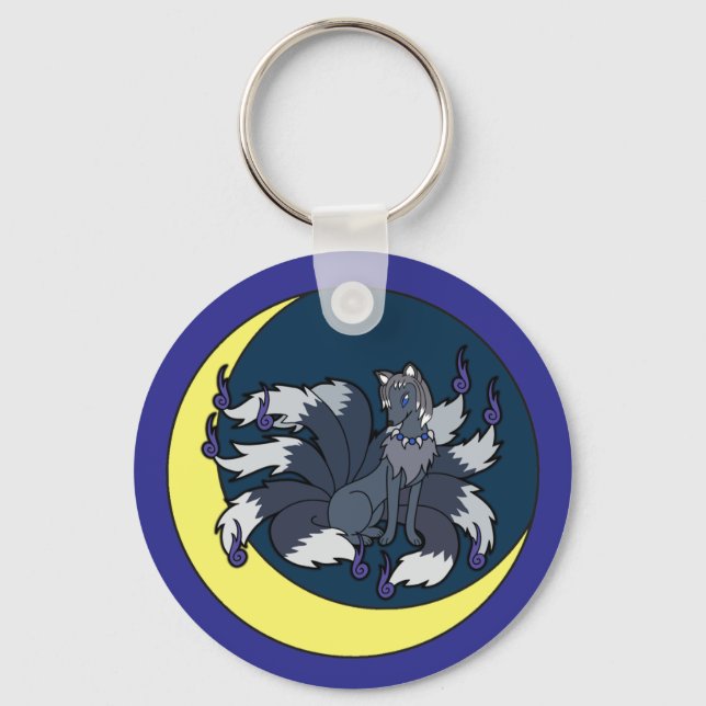 Chaveiro 9 Raposa De Prata Personalizada (Kitsune) (Frente)