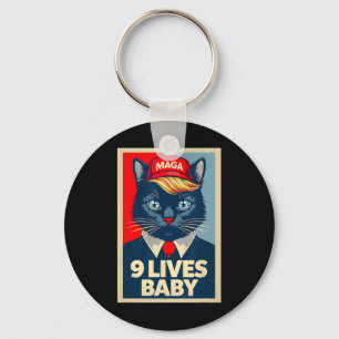 Chaveiro 9 Vidas Por Cute Trump Cat Engraçado Trump 2024 Pr