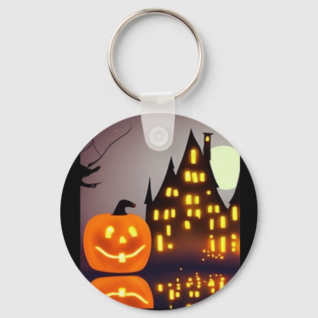 Chaveiro A abóbora e a casa divertida do Halloween (Frente)
