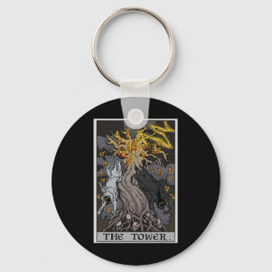 Chaveiro A Árvore De Halloween Do Cartão Tarot Torre É Góti