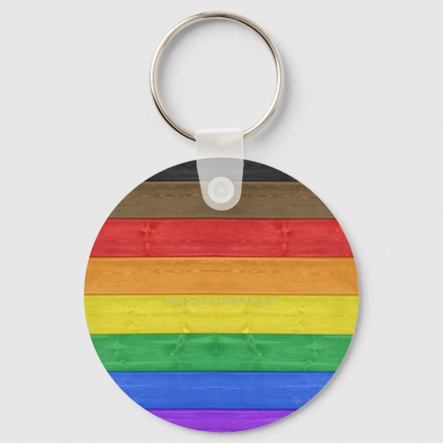 Chaveiro A bandeira orgulho gay inclusiva de SlipperyJoe é  (Frente)