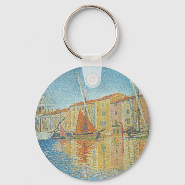 Chaveiro A Boia Vermelha de Paul Signac, Pointilismo Vintag (Frente)