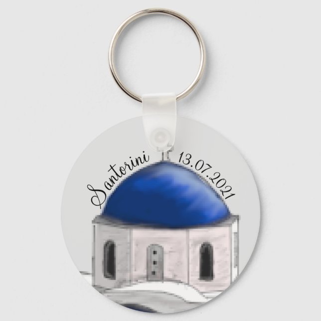 Chaveiro A cadeia chave Santorini Blue Dome. (Frente)