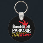 Chaveiro A cidade é o meu Parkour de Playground e Freerunni<br><div class="desc">A cidade é a minha área de jogo. Design engraçada e humorística para aqueles que amam Parkour e freerunning. Vintage legal e mercadoria design angustiada para pessoas ao ar livre. Perfeito para aqueles que amam atividades ao ar livre e esportes extremos. presente de Natal e excelente para pai, irmão, filho,...</div>