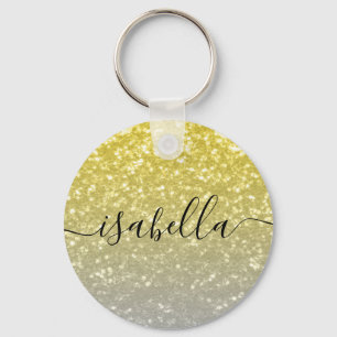 Chaveiro A cinza de ouro leve ombre faux brilha seu nome