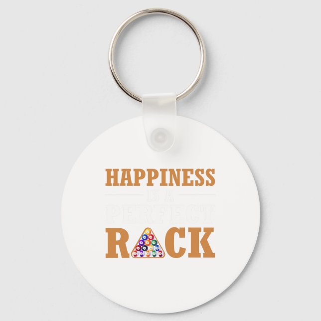 Chaveiro A Felicidade É Um Jogo De Bilhar De Rack Perfeito  (Frente)