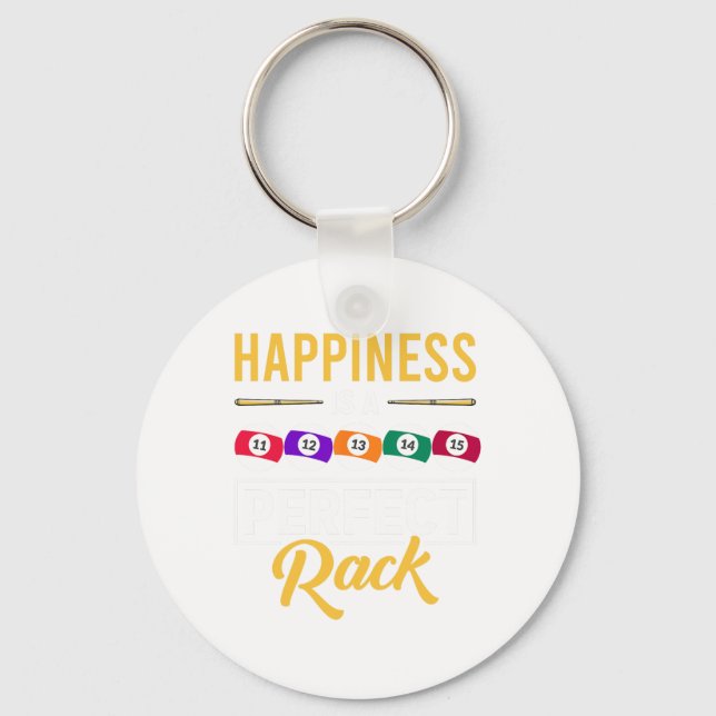 Chaveiro A Felicidade É Um Jogo De Bilhar De Rack Perfeito  (Frente)