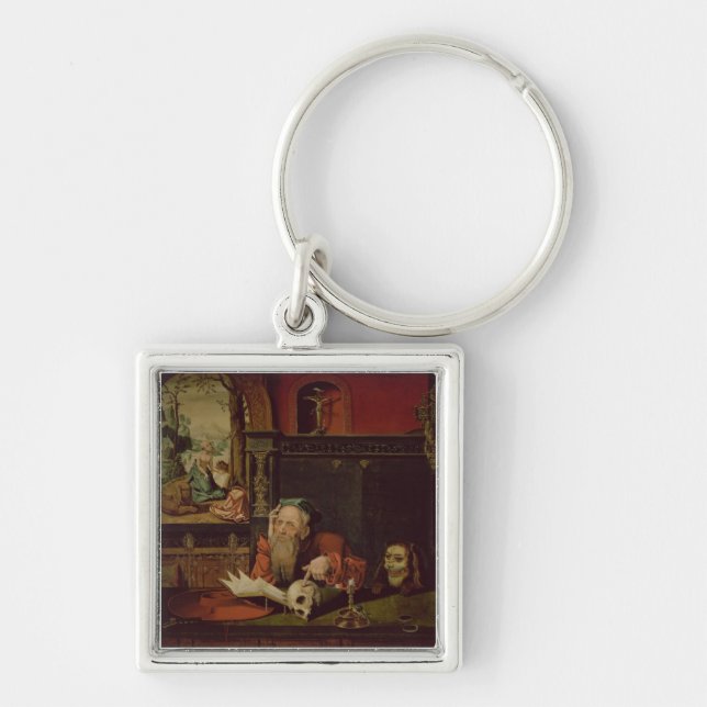 Chaveiro A meditação de St Jerome (óleo no painel) (Frente)