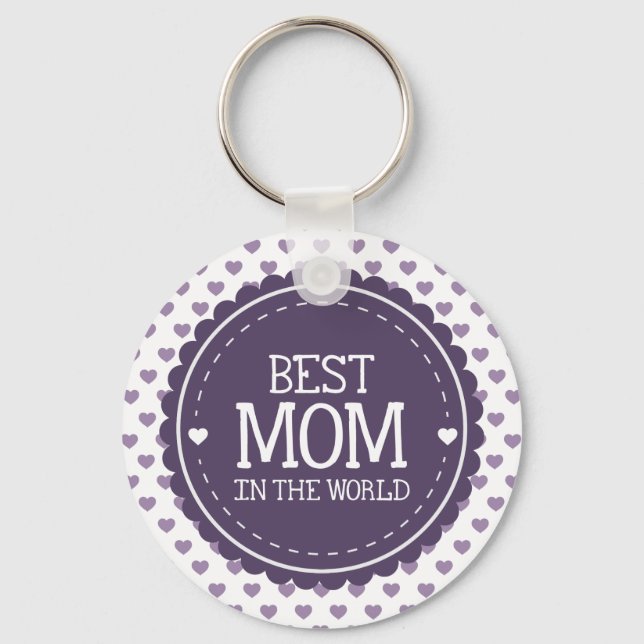 Chaveiro A melhor mãe no mundo violeta corações e círculo (Frente)