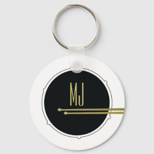 Chaveiro A música rufa Monogrammed preto e branco moderno